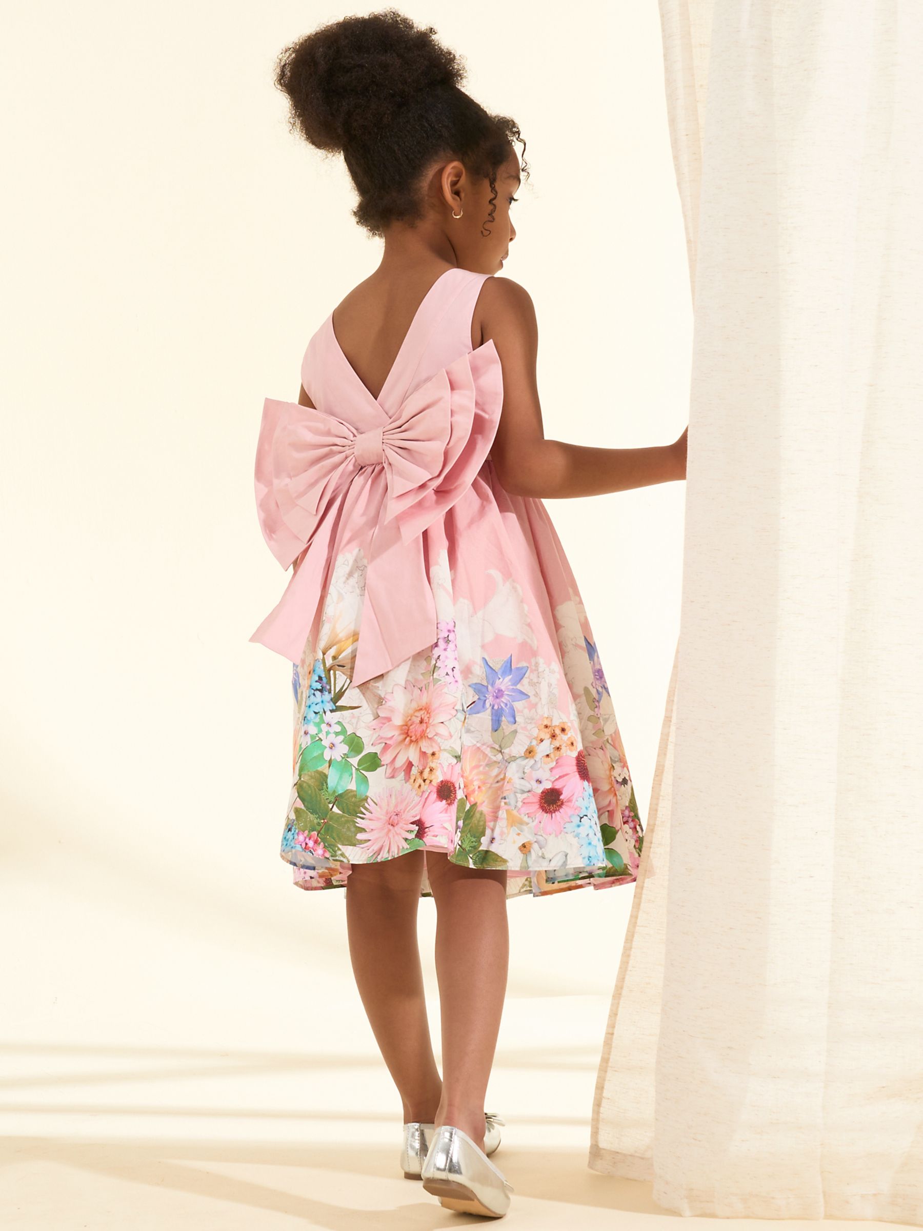 Buy Angel & Rocket Kids' Elisa Floral Bow Back Dress, Pink/Multi Online at johnlewis.com
