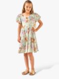 Angel & Rocket Kids' Floral Print Tie Back Dress, Sage