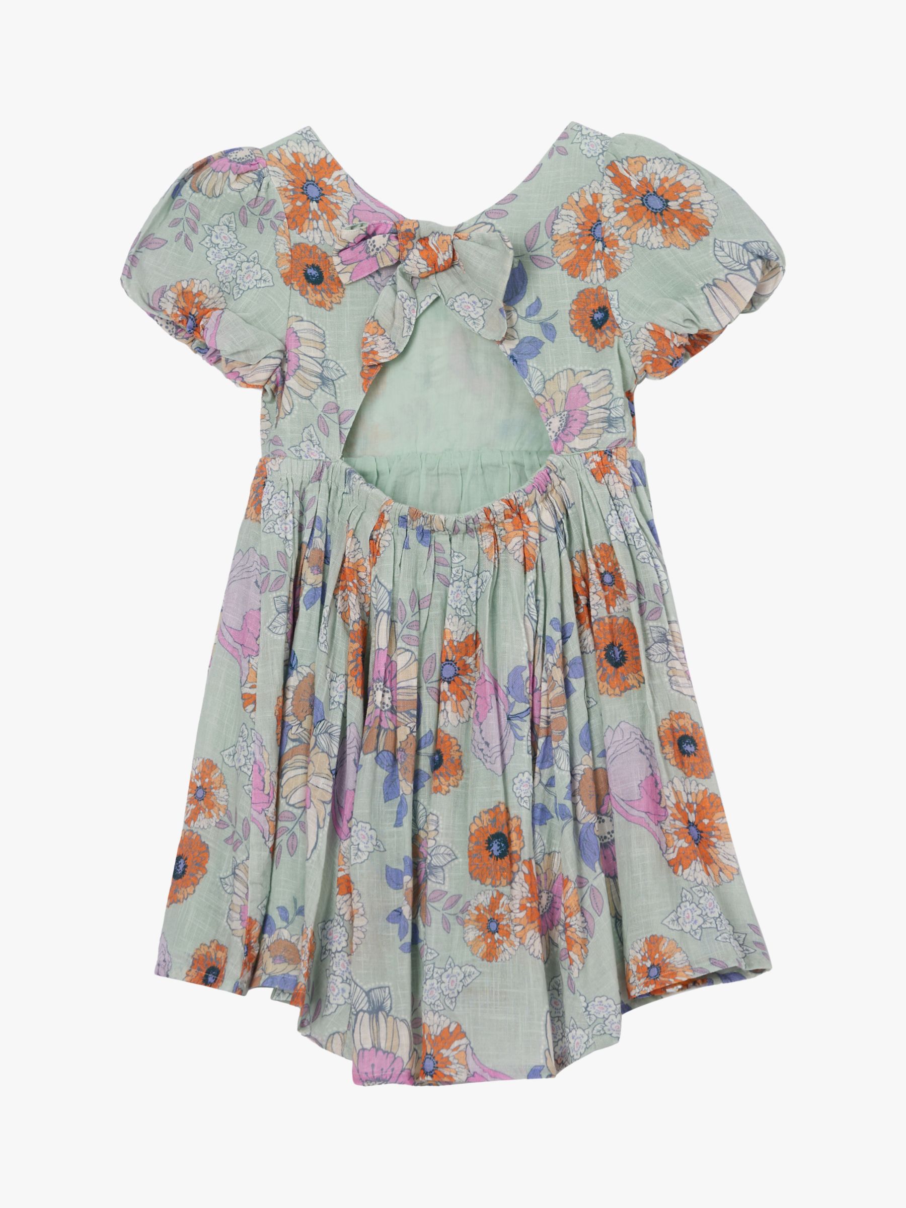 Buy Angel & Rocket Kids' Floral Print Tie Back Dress, Sage Online at johnlewis.com