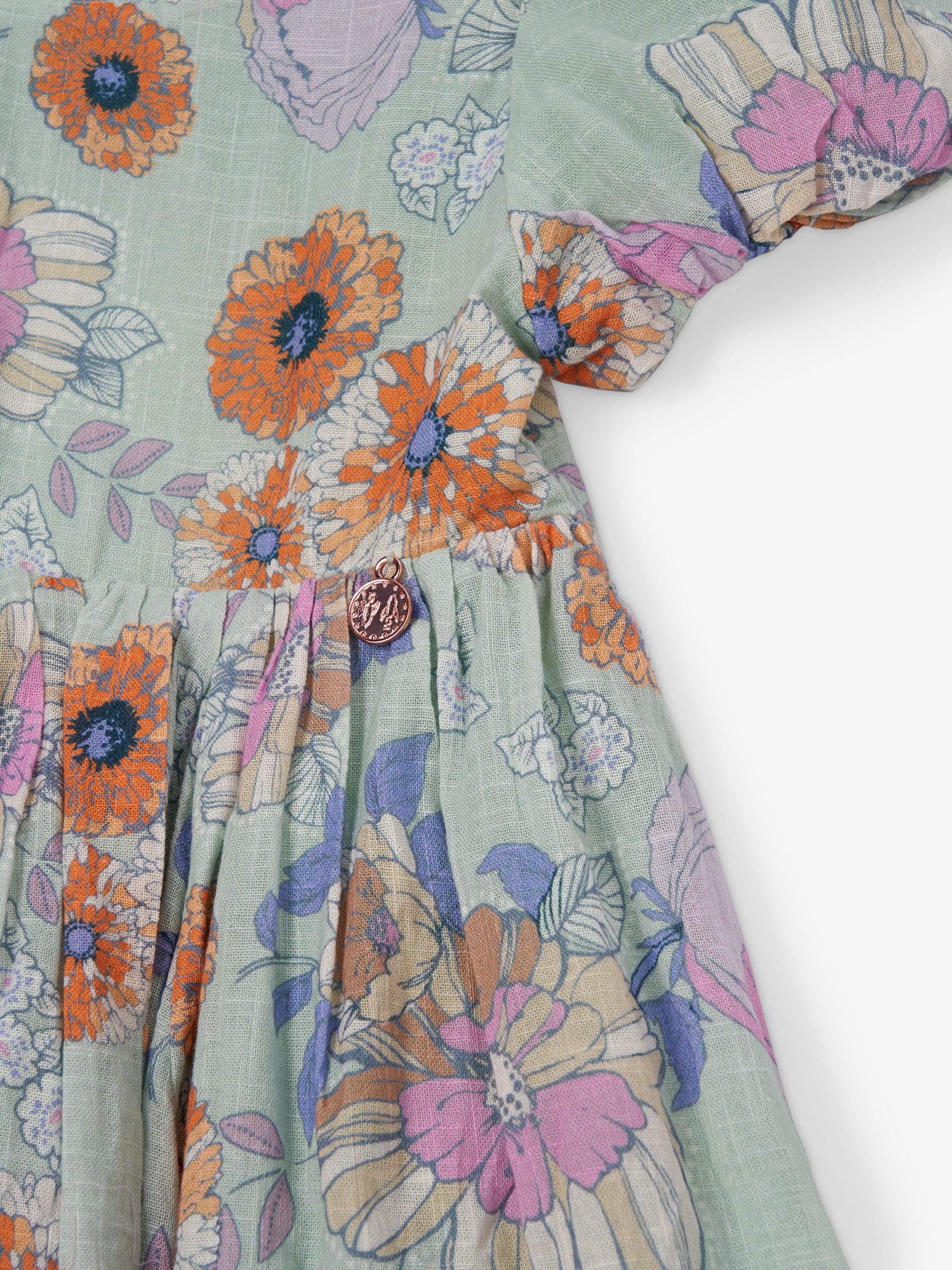 Buy Angel & Rocket Kids' Floral Print Tie Back Dress, Sage Online at johnlewis.com