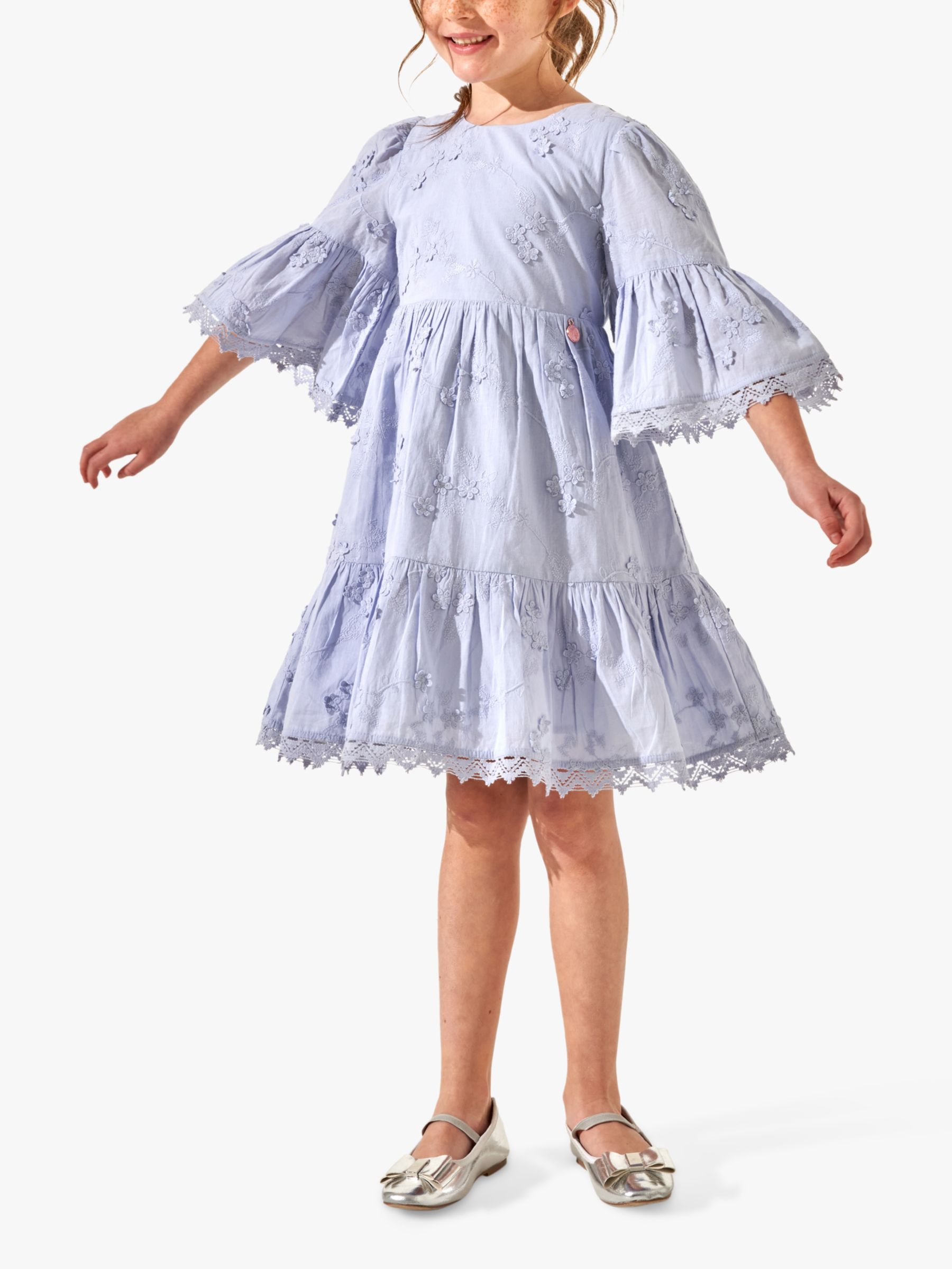 Angel & Rocket Kids' Natalia 3D Flower Dress, Blue, 5 years