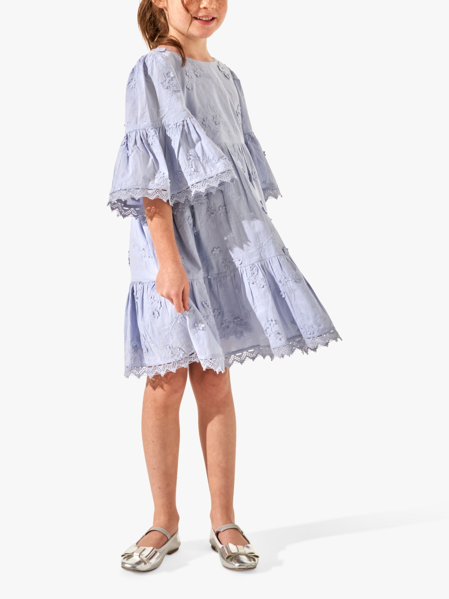 Angel & Rocket Kids' Natalia 3D Flower Dress, Blue, 5 years