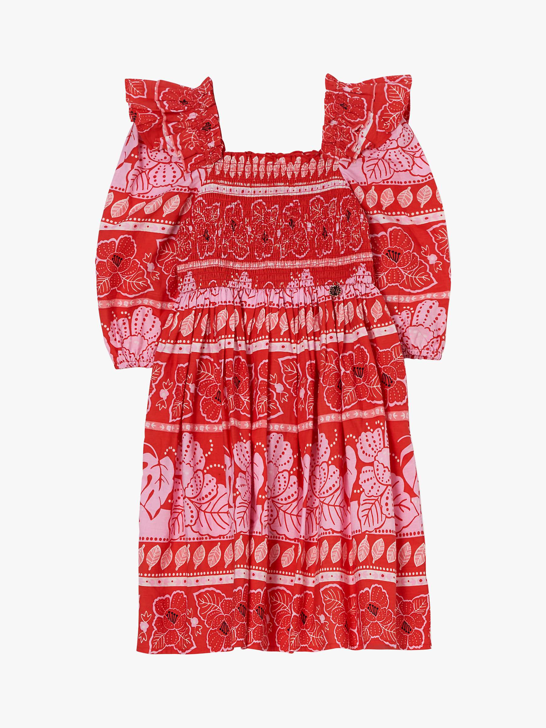 Buy Angel & Rocket Kids' Lola Floral Batik Print Dress, Red/Multi Online at johnlewis.com