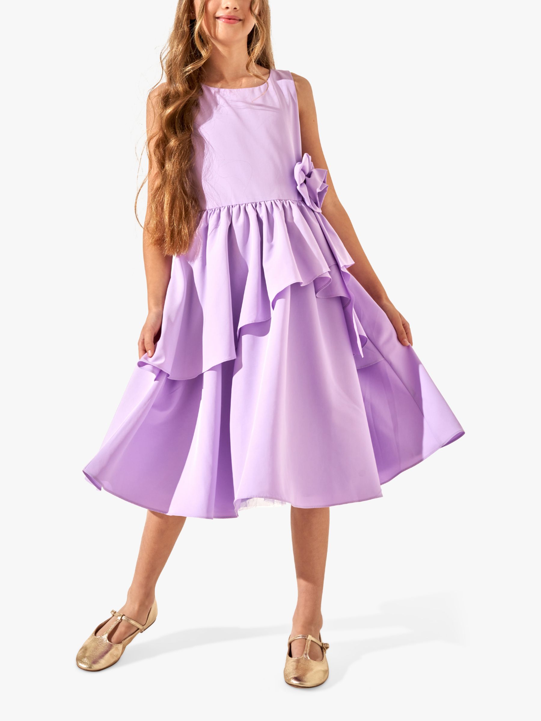 Angel & Rocket Kids' Lourdes Corsage Waist Occasion Dress, Purple, 14 years