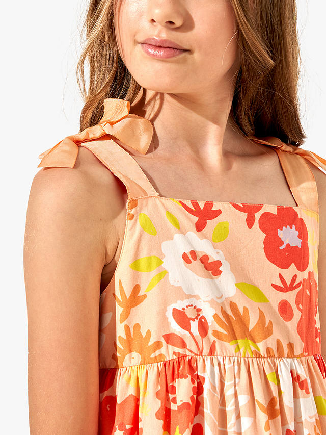 Angel & Rocket Kids' Julieta Ribbon Strap Floral Print Dress, Orange