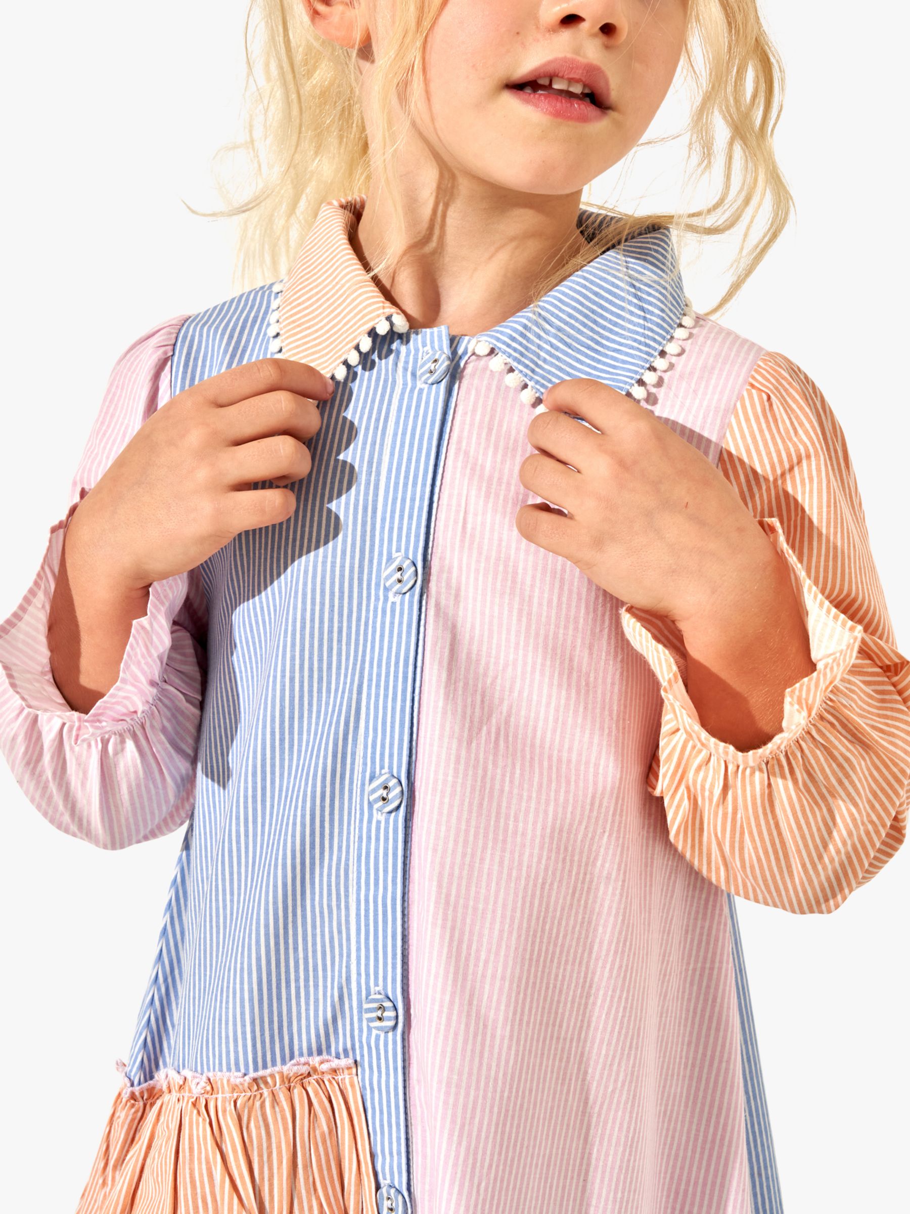 Buy Angel & Rocket Kids' Frankie Embroidered Broderie Stripe Shirt Dress, Multi Online at johnlewis.com