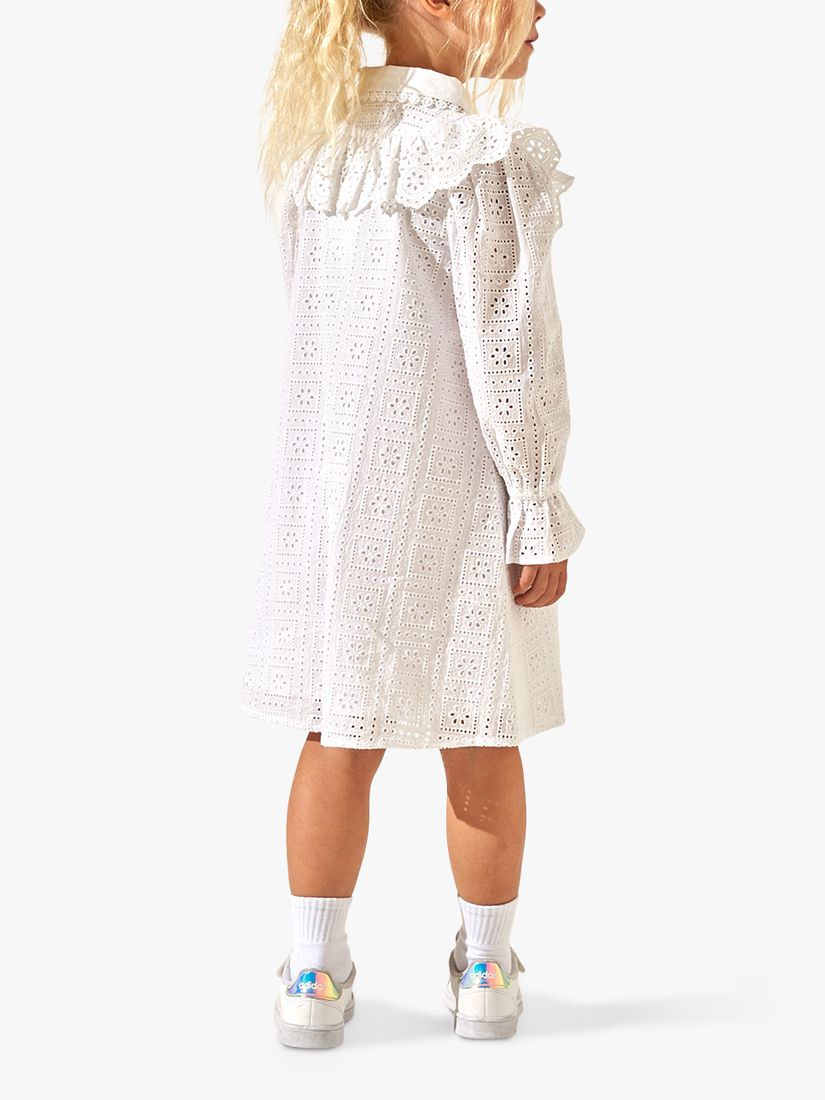 Buy Angel & Rocket Kids' Amelie Broderie Frill Detail Shirt Dress, White Online at johnlewis.com