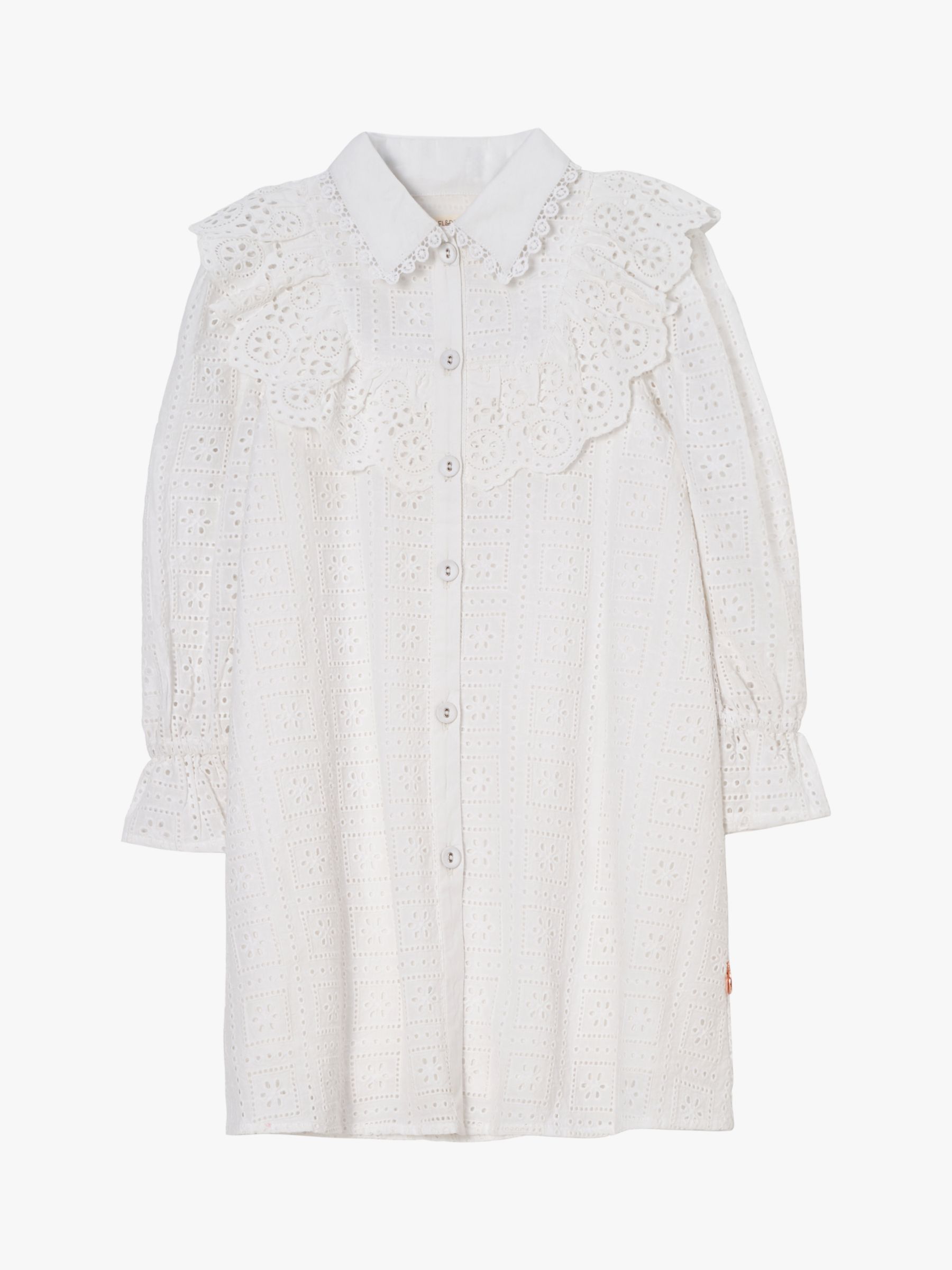 Buy Angel & Rocket Kids' Amelie Broderie Frill Detail Shirt Dress, White Online at johnlewis.com