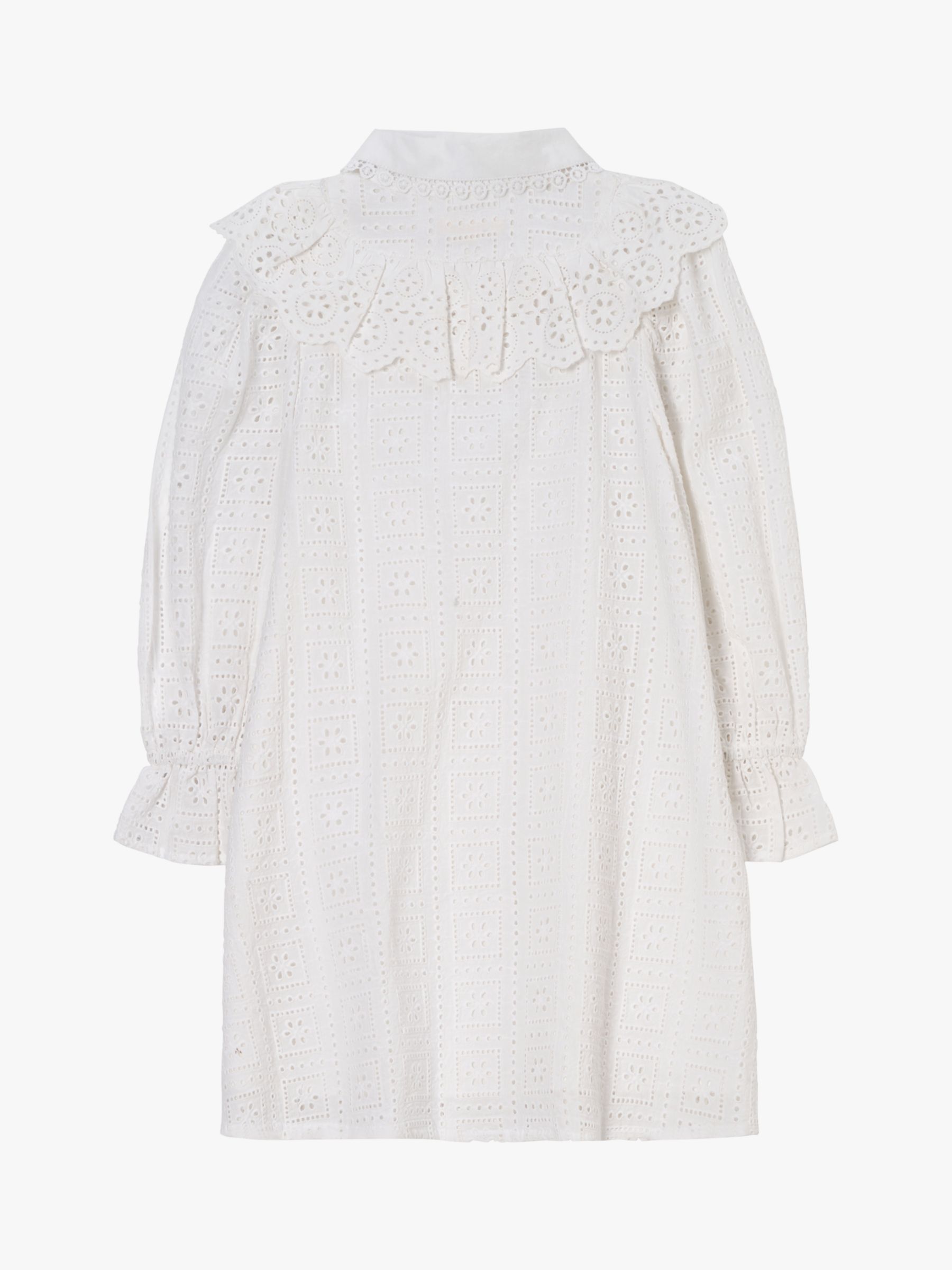 Buy Angel & Rocket Kids' Amelie Broderie Frill Detail Shirt Dress, White Online at johnlewis.com