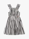 Angel & Rocket Kids' Etta Monochrome Stripe Summer Tiered Dress, Black