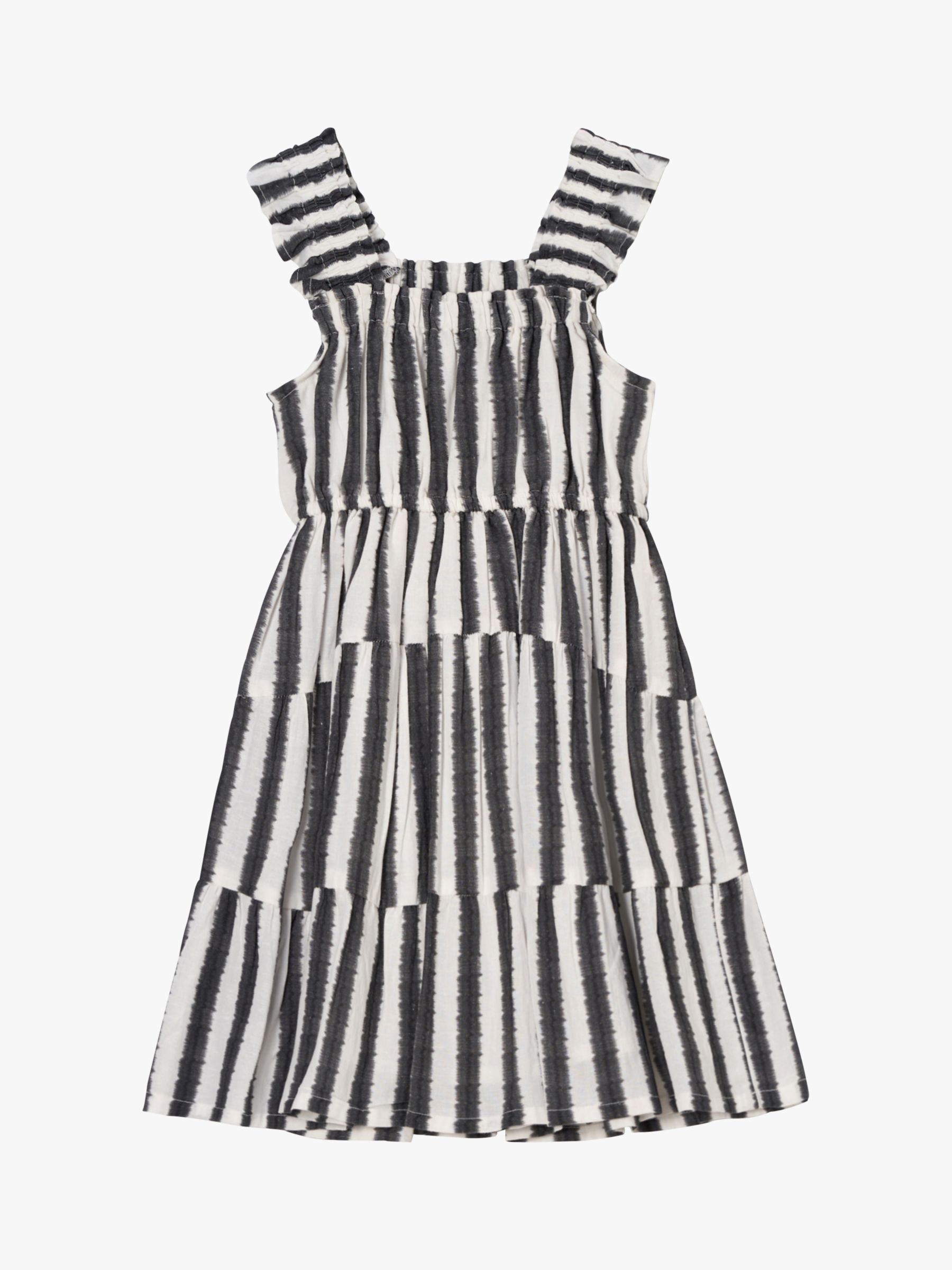 Buy Angel & Rocket Kids' Etta Monochrome Stripe Summer Tiered Dress, Black Online at johnlewis.com