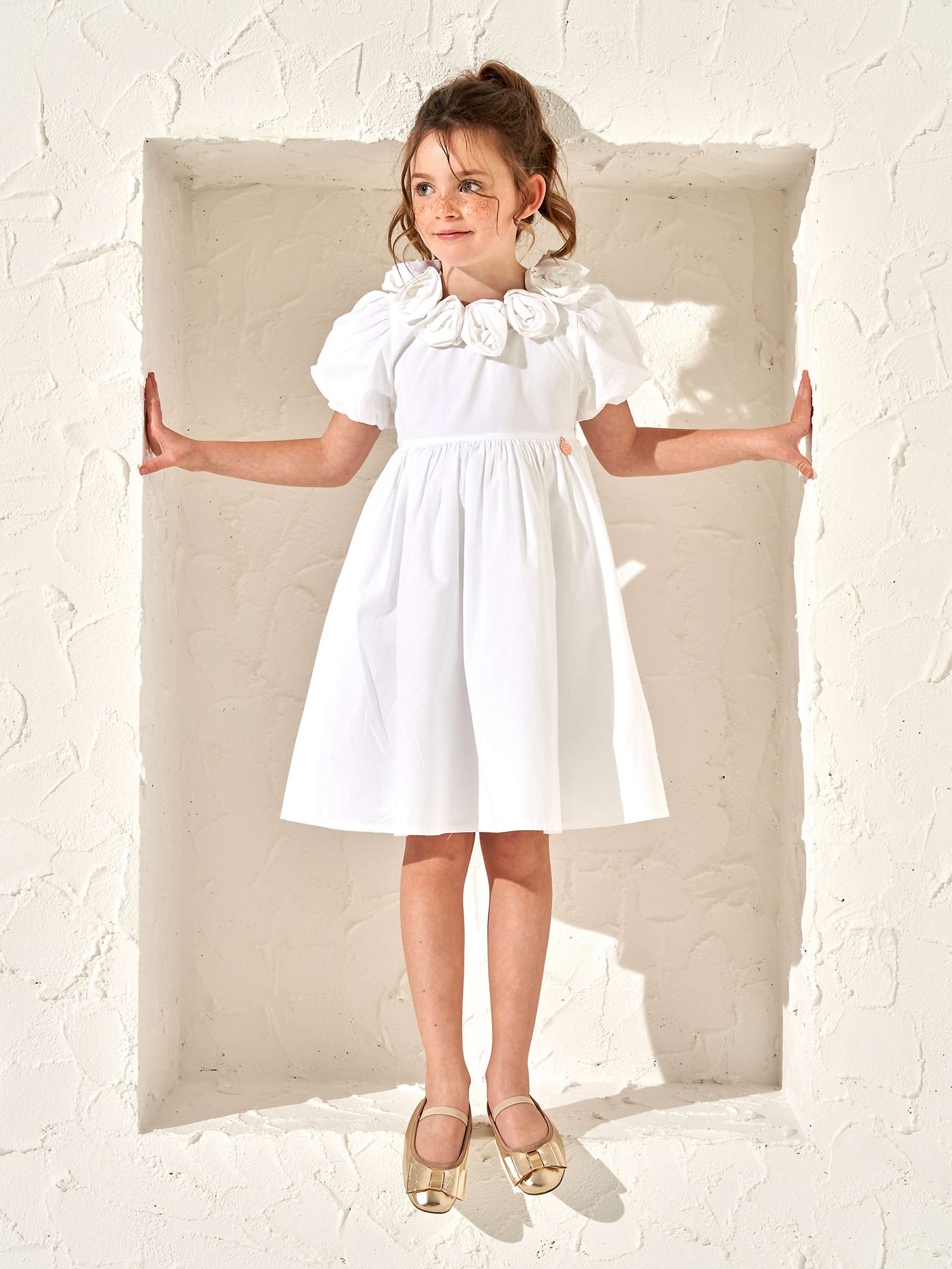 Buy Angel & Rocket Kids' Loretta Rose Corsage Dress, White Online at johnlewis.com