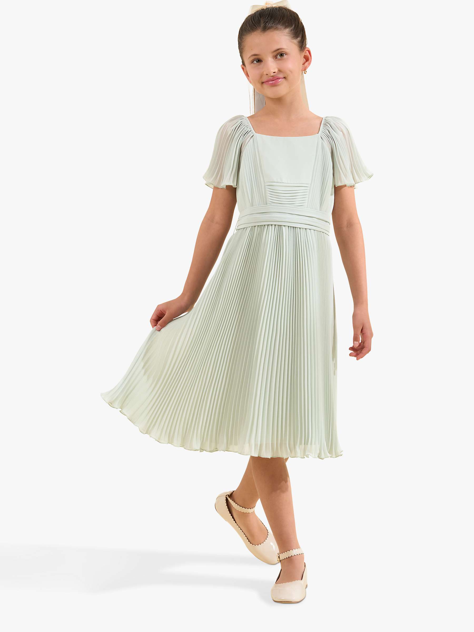 Buy Angel & Rocket Kids' Camille Pleated Midi Occasion Dress, Sage Online at johnlewis.com
