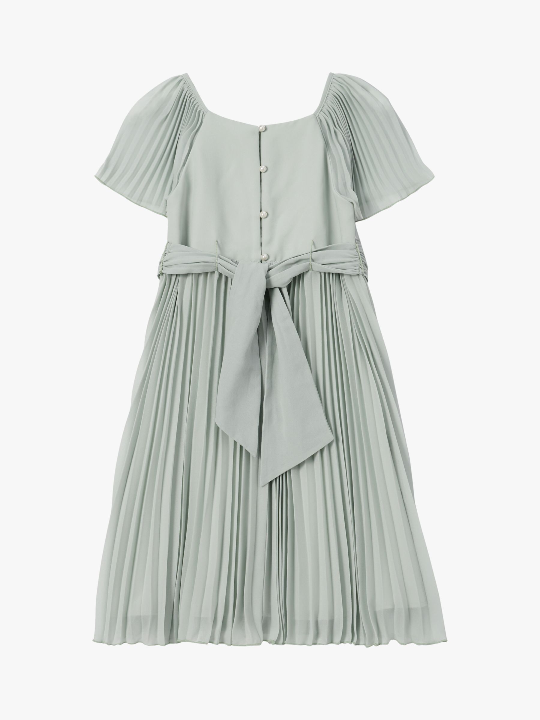 Angel & Rocket Kids' Camille Pleated Midi Occasion Dress, Sage, 10 years