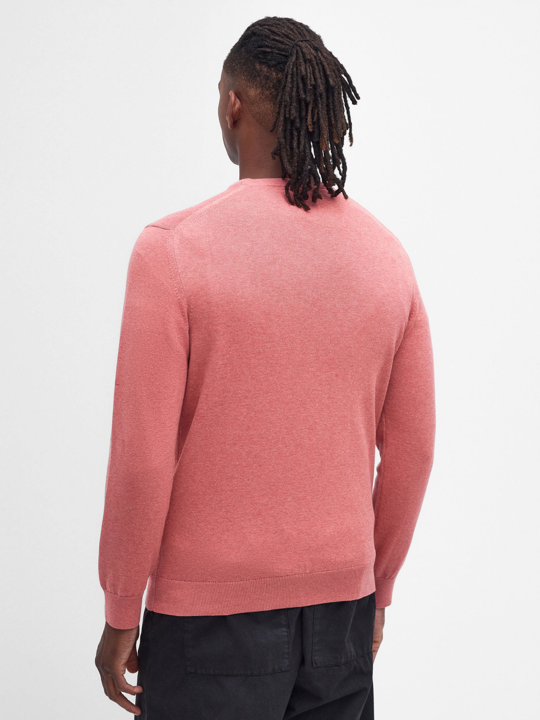 Barbour Pima Cotton Crew Jumper, Pink Clay at John Lewis & Partners