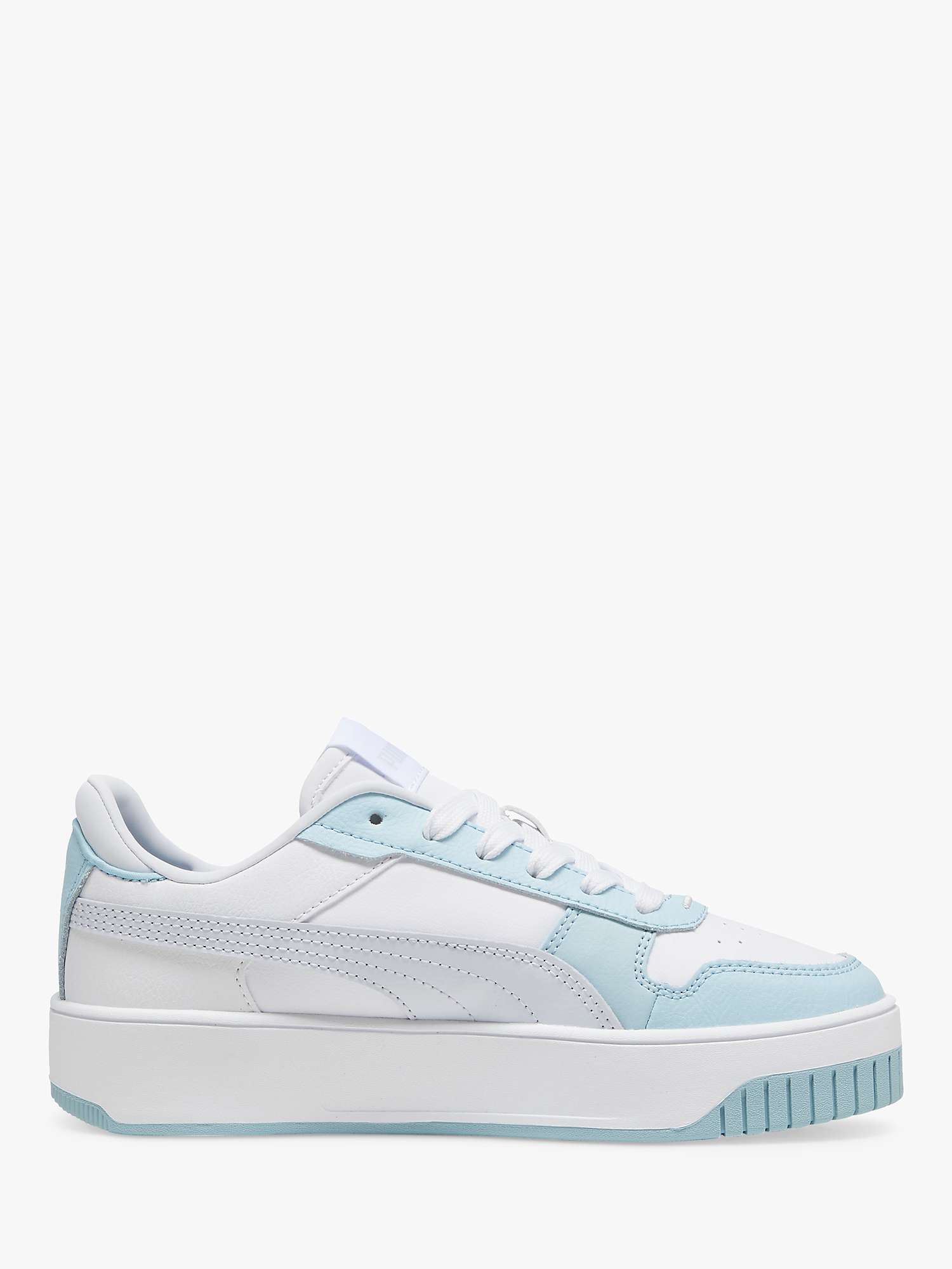 Buy PUMA Kids' Carina Street Jr Leather Trainers, White/Blue Online at johnlewis.com