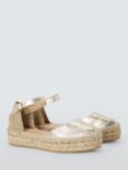 John Lewis Keekie Leather Two Part Ankle Strap Flatform Espadrilles, Gold