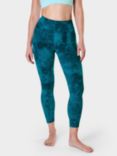 Sweaty Betty Super Soft 7/8 Yoga Leggings, Teal Blue Spray Dye