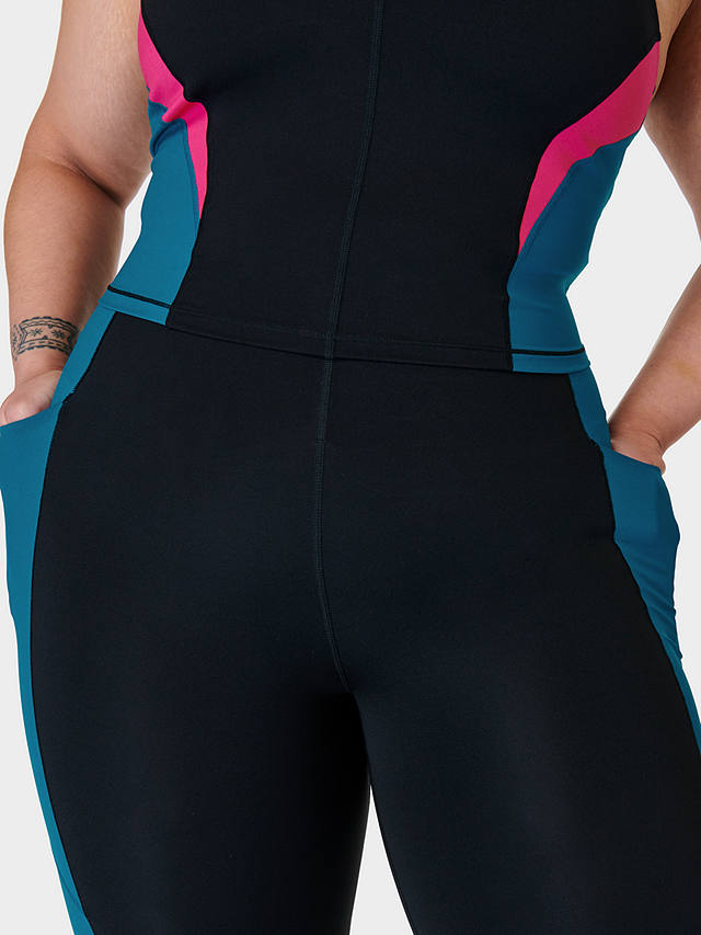 Sweaty Betty Power UltraSculpt High Waist 7/8 Workout Leggings, Black/Pink Reefteal