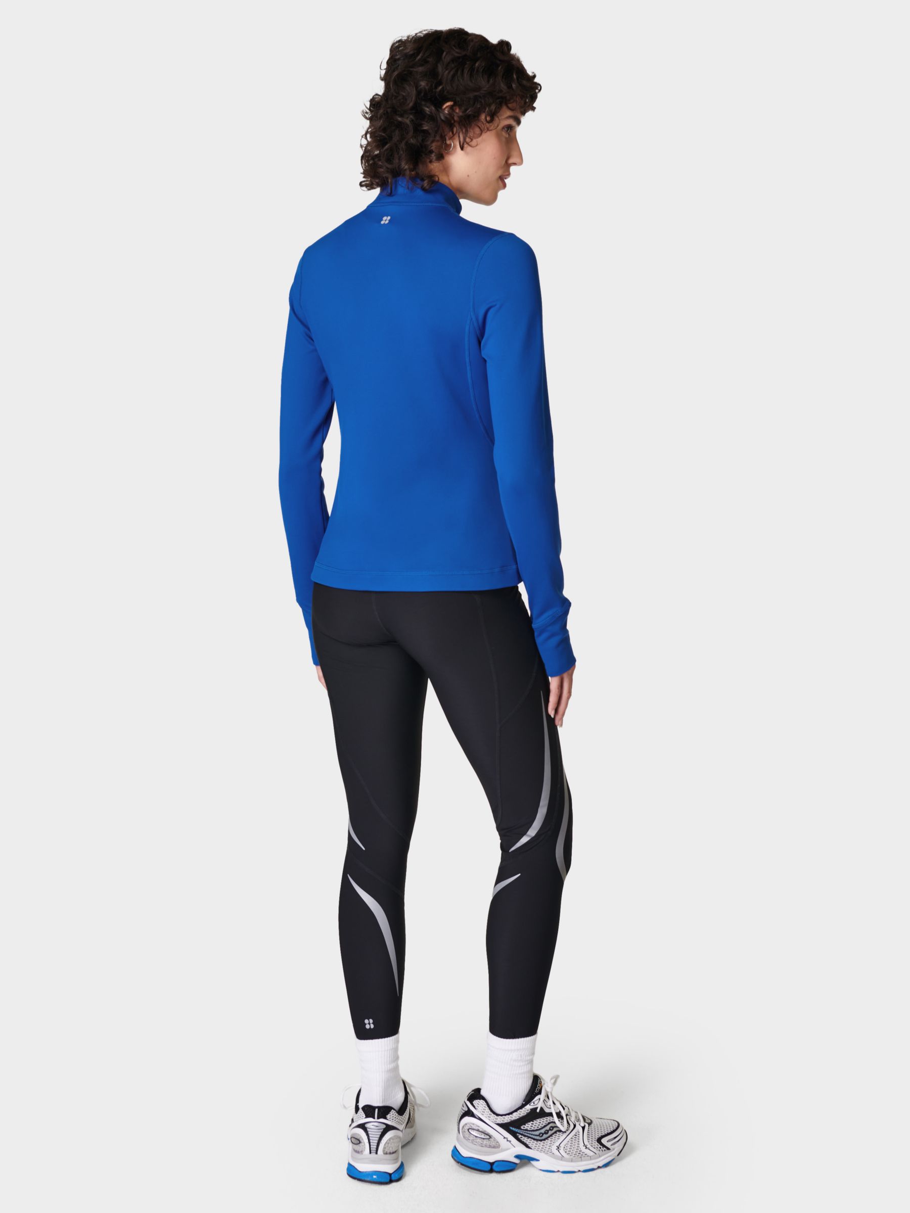 Sweaty Betty Therma Boost Zip Neck Running Top, Lightning Blue