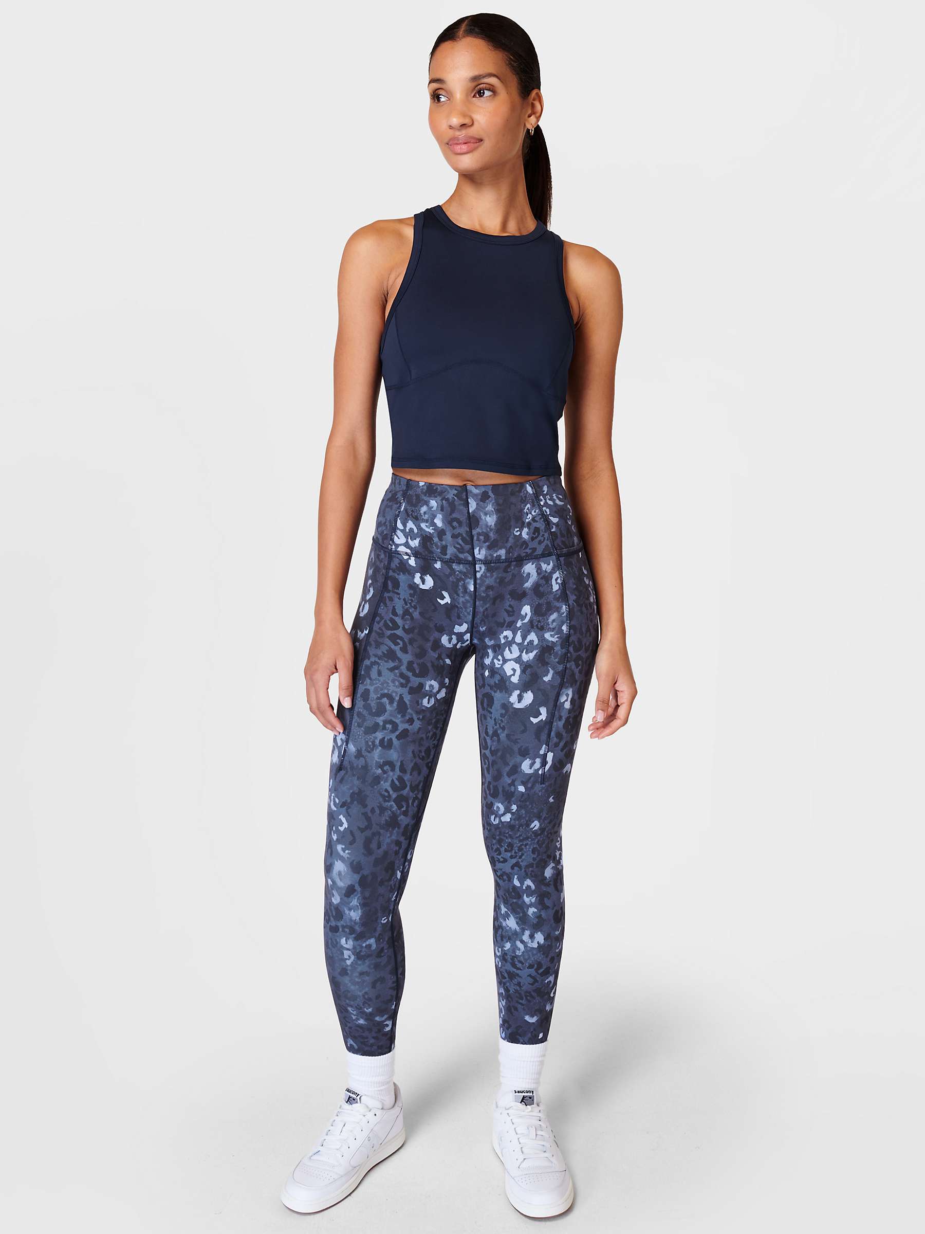 Buy Sweaty Betty All Day Racerback Crop Tank Top, Navy Blue Online at johnlewis.com