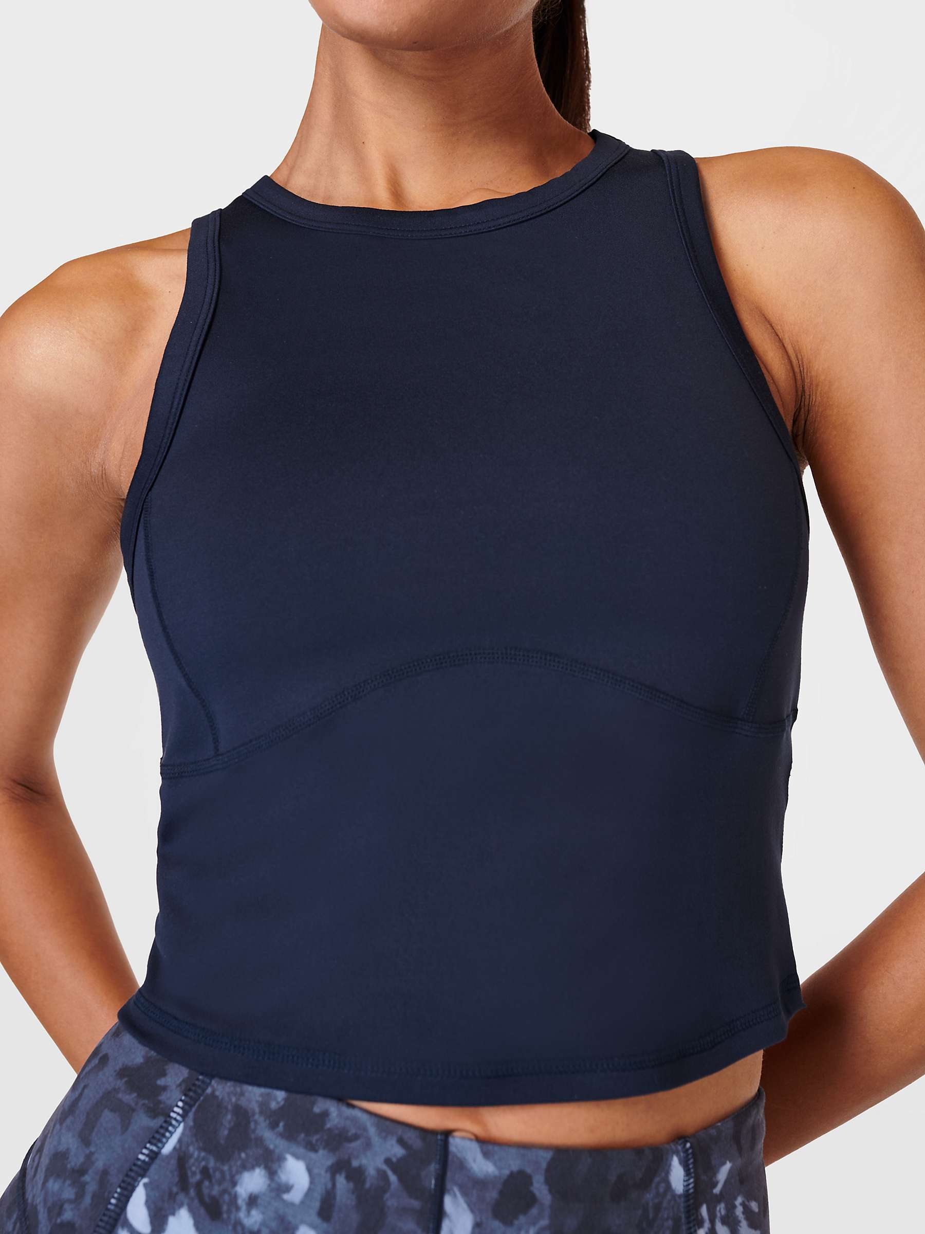 Buy Sweaty Betty All Day Racerback Crop Tank Top, Navy Blue Online at johnlewis.com
