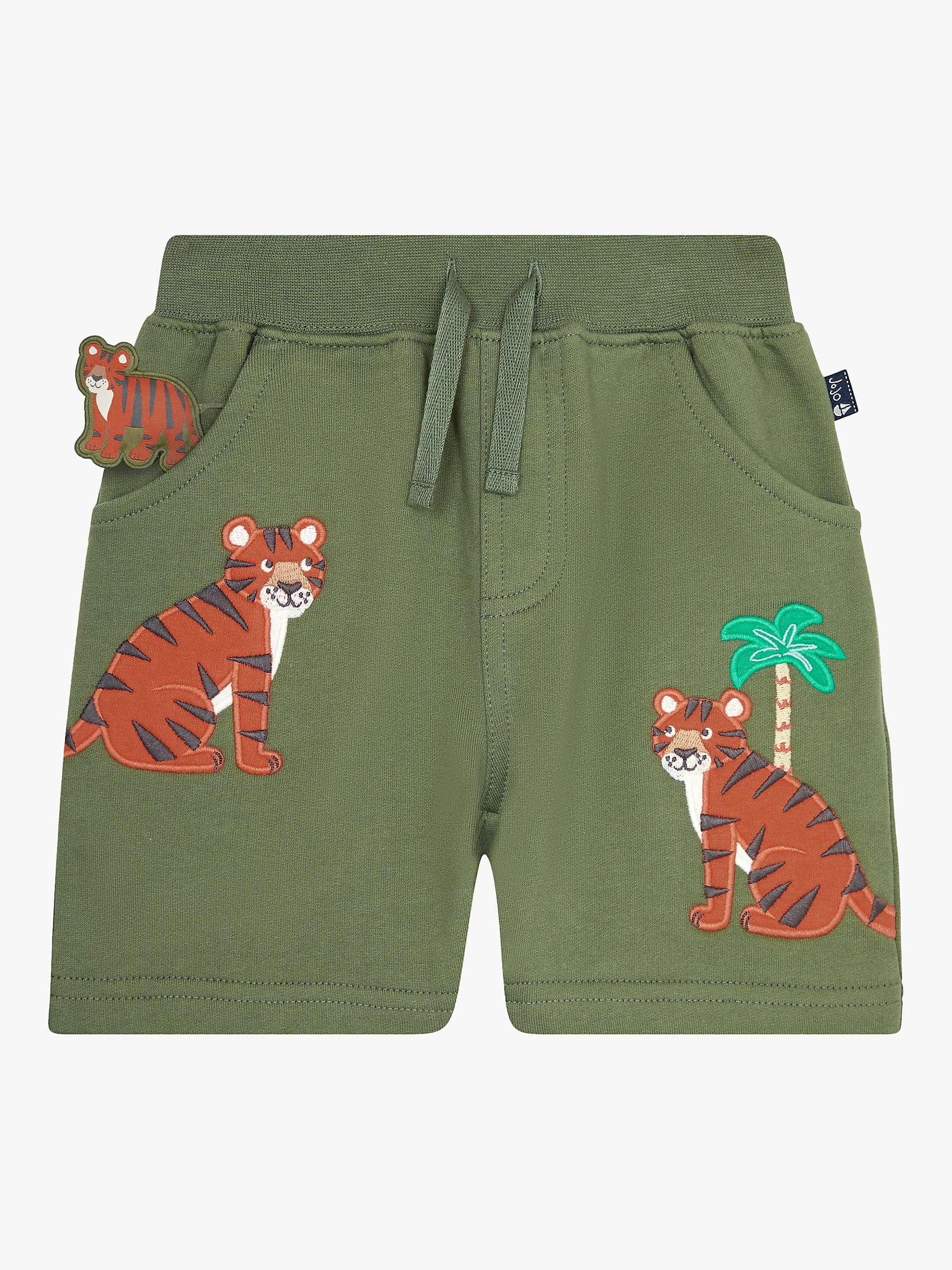 Buy JoJo Maman Bébé Baby Tiger Applique Pocket Drawstring Shorts, Khaki Online at johnlewis.com
