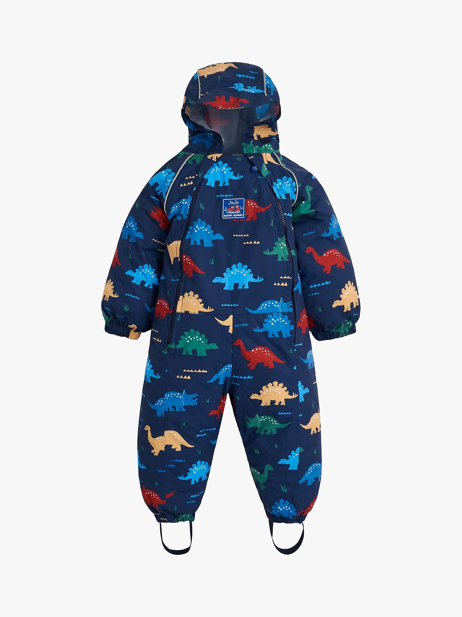 Buy JoJo Maman Bébé Baby Dinosaur Print Pack-Away Waterproof All-In-One Suit, Navy Online at johnlewis.com
