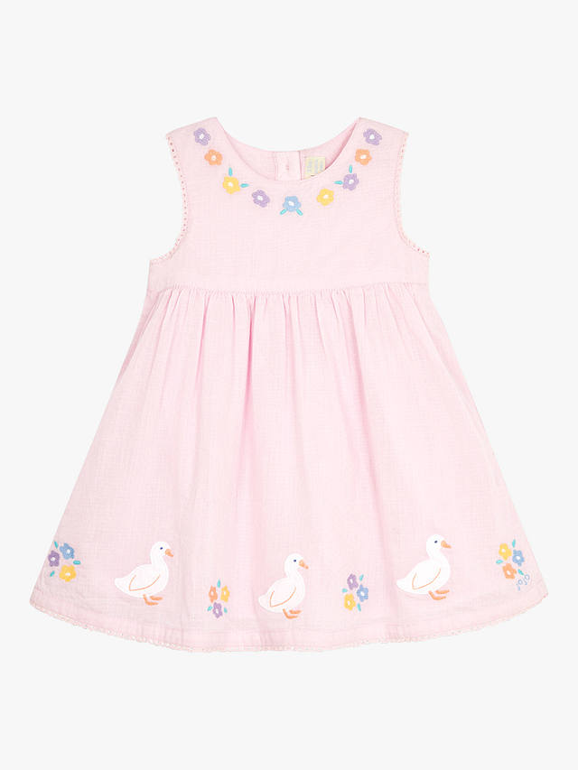 JoJo Maman Bébé Baby Duck Floral Embroidered Dress, Pink