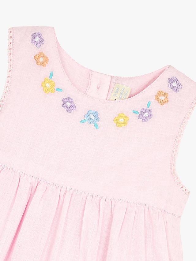 JoJo Maman Bébé Baby Duck Floral Embroidered Dress, Pink