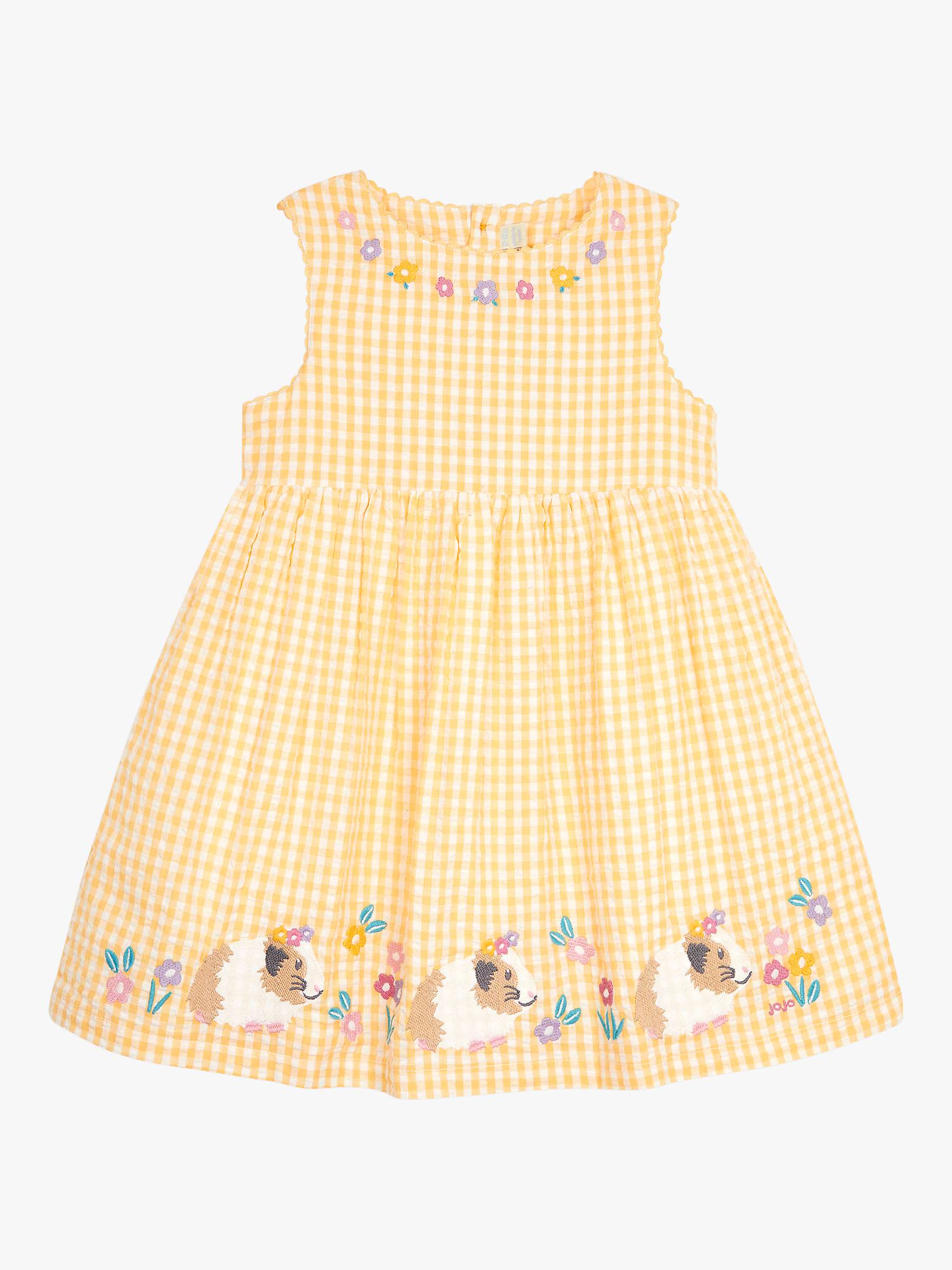 Buy JoJo Maman Bébé Baby Guinea Pig Applique Gingham Dress, Yellow Online at johnlewis.com