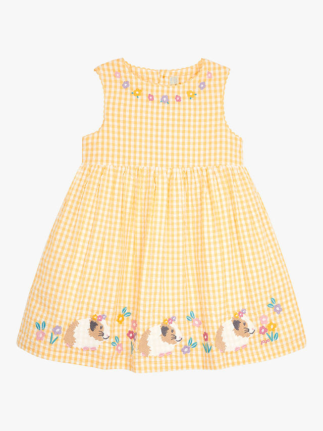 JoJo Maman Bébé Baby Guinea Pig Applique Gingham Dress, Yellow