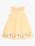 JoJo Maman Bébé Baby Guinea Pig Applique Gingham Dress, Yellow, Yellow