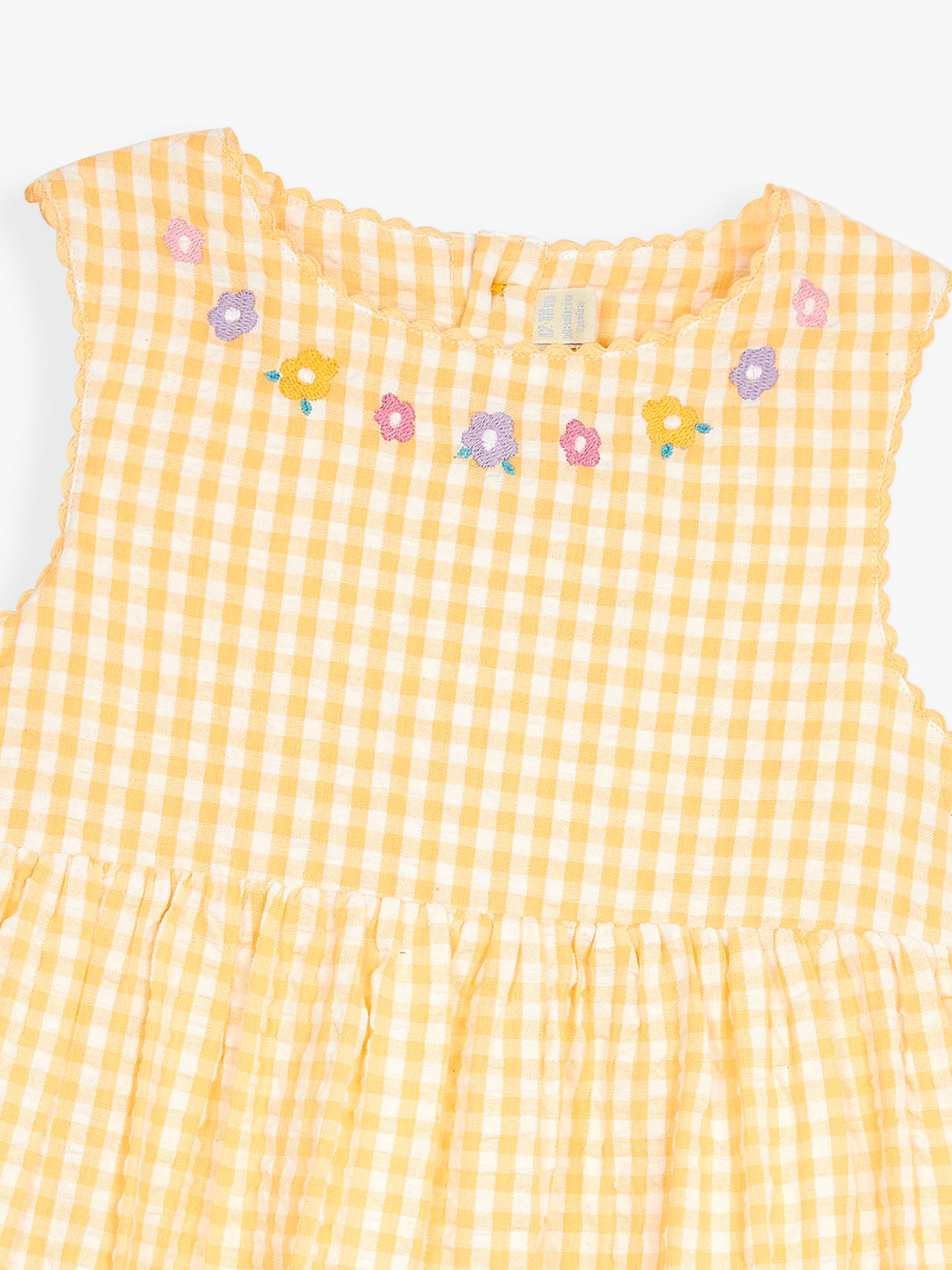 Buy JoJo Maman Bébé Baby Guinea Pig Applique Gingham Dress, Yellow Online at johnlewis.com