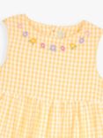 JoJo Maman Bébé Baby Guinea Pig Applique Gingham Dress, Yellow, Yellow
