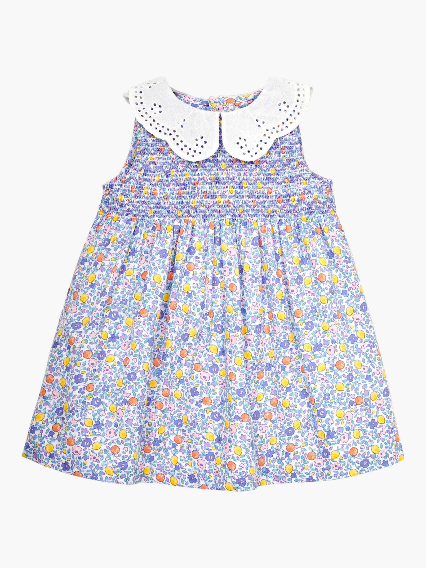 Buy JoJo Maman Bébé Baby Oranges & Lemons Floral Print Collar Dress & Knickers Set, Lilac Online at johnlewis.com