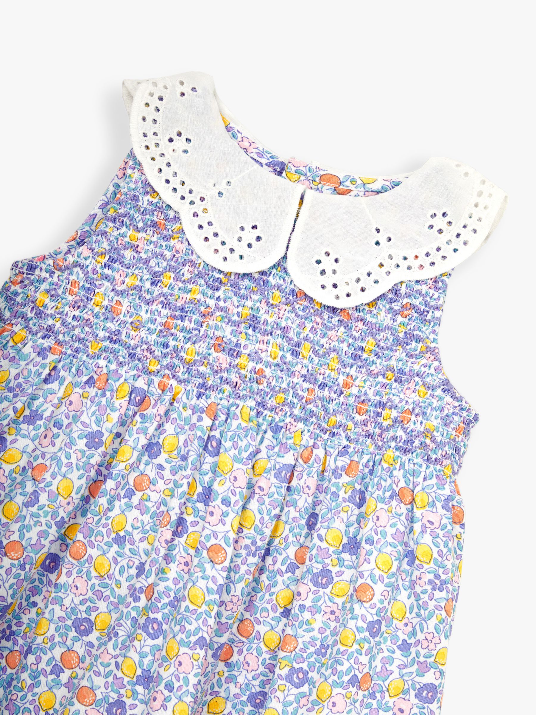 Buy JoJo Maman Bébé Baby Oranges & Lemons Floral Print Collar Dress & Knickers Set, Lilac Online at johnlewis.com