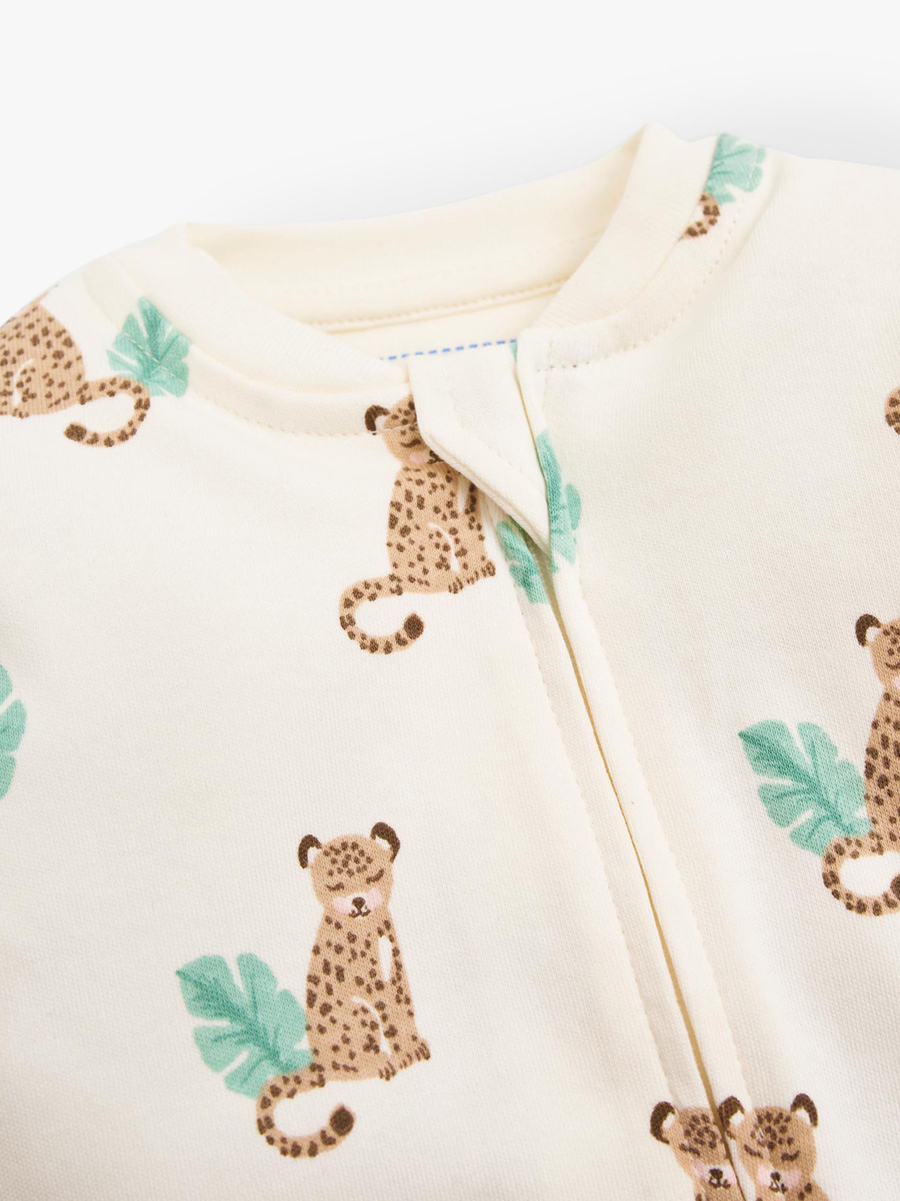 JoJo Maman Bébé Baby Leopard Sleepsuit, Ecru, 9-12 months