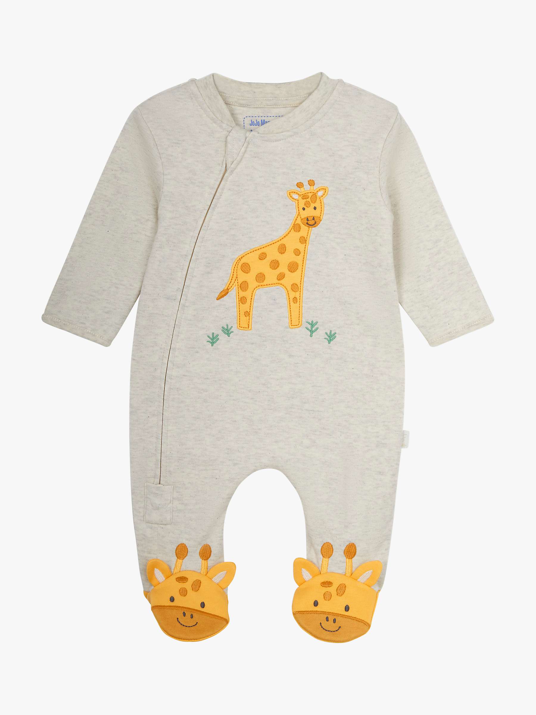 Buy JoJo Maman Bébé Baby Giraffe Zip Up Sleepsuit, Natural Online at johnlewis.com