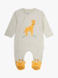 JoJo Maman Bébé Baby Giraffe Zip Up Sleepsuit, Natural