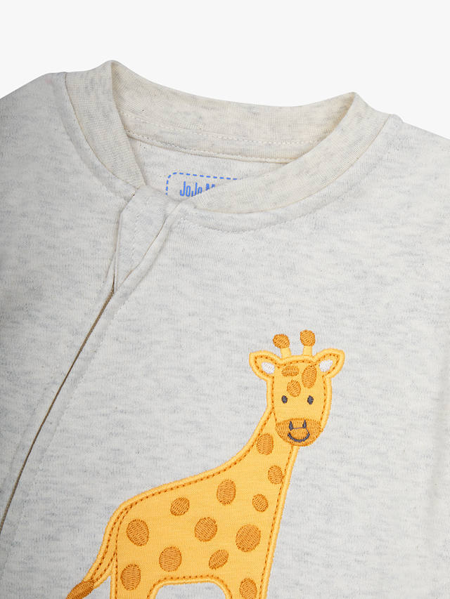 JoJo Maman Bébé Baby Giraffe Zip Up Sleepsuit, Natural