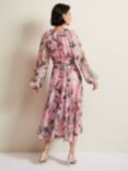 Phase Eight Lina Floral Midi Dress, Pink/Multi, Pink/Multi
