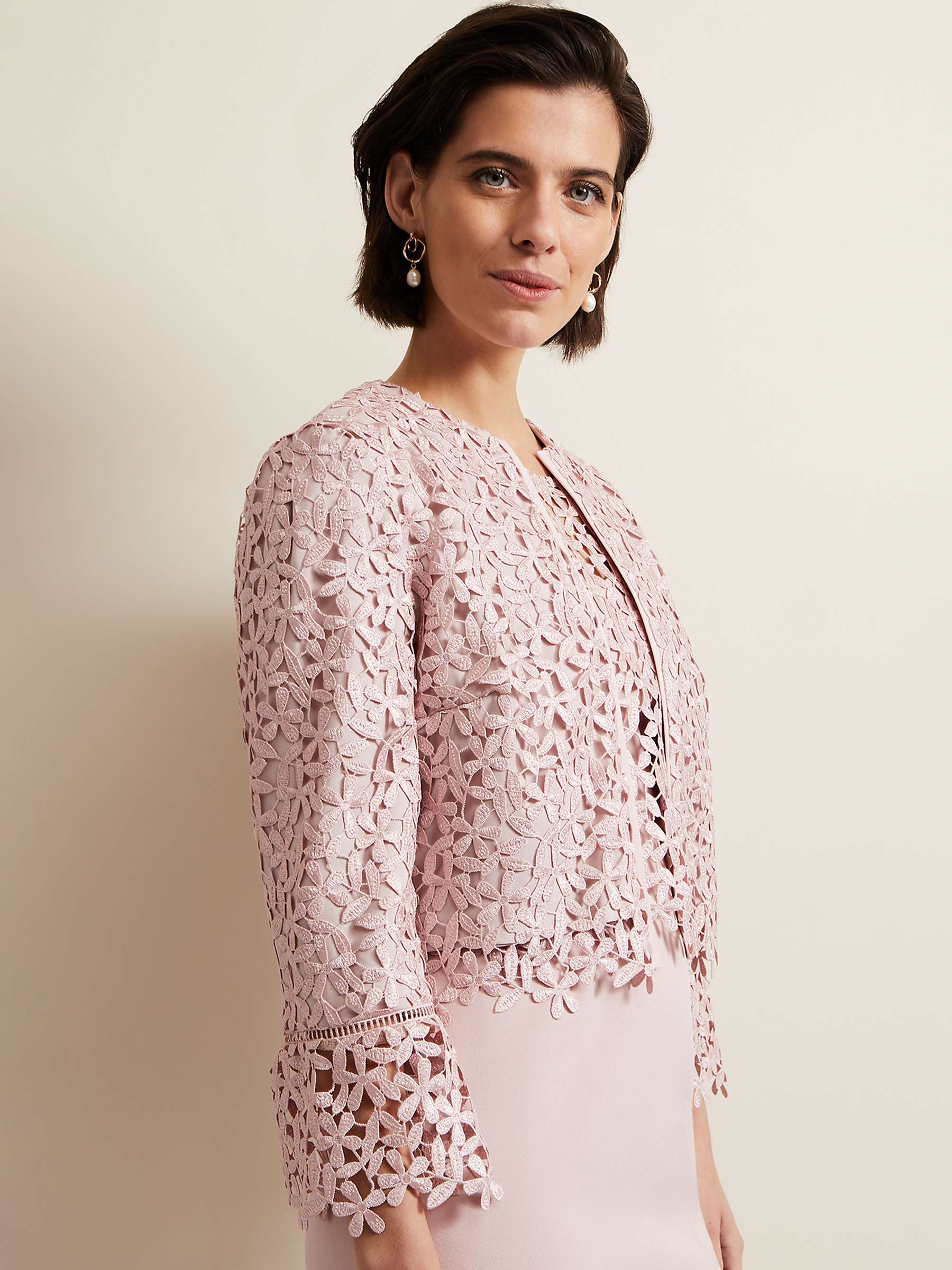 Buy Phase Eight Daisy Textured Floral Jacket, Pale Pink Online at johnlewis.com