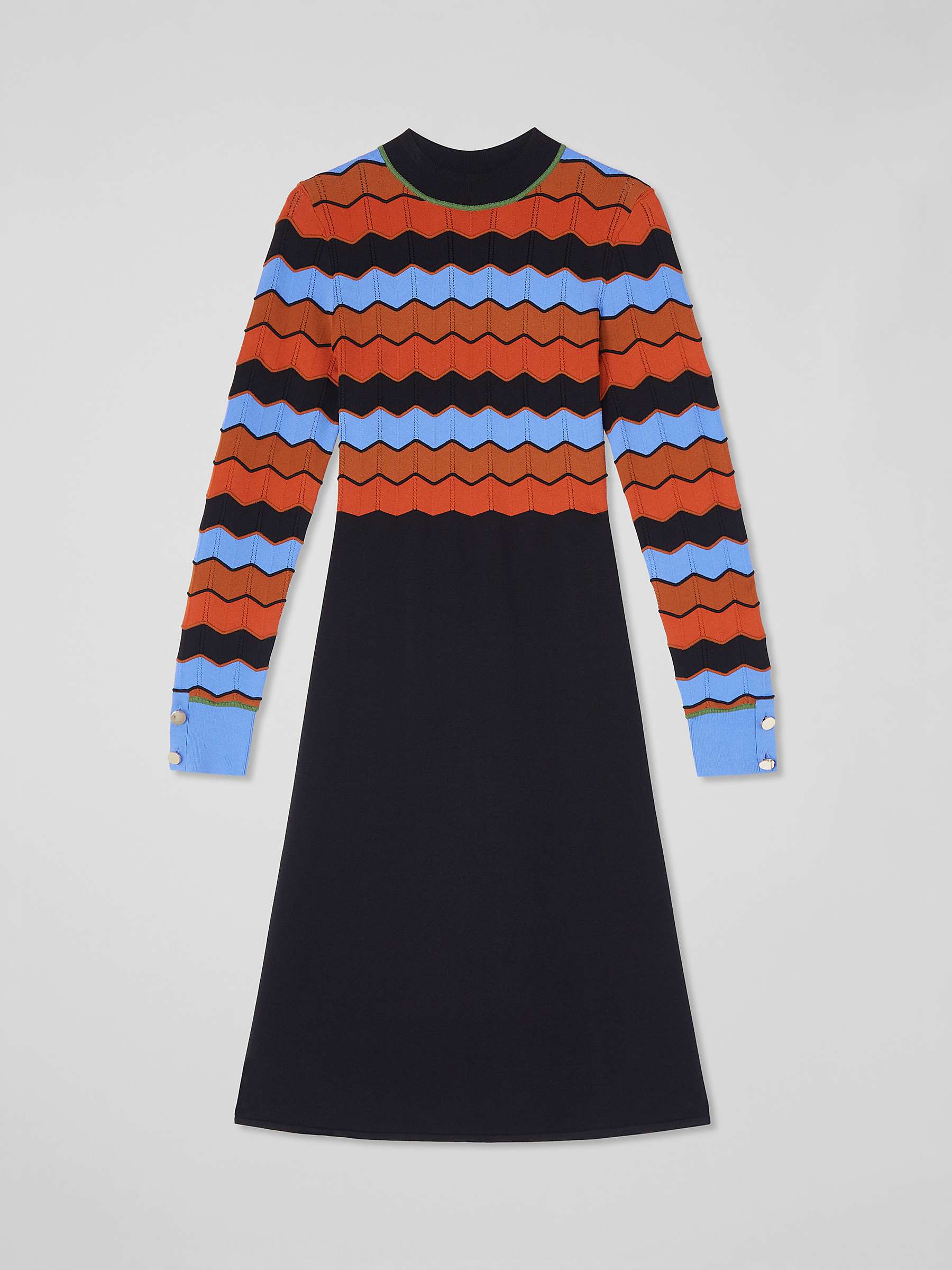 Buy L.K.Bennett Elina Chevron A-Line Dress, Black/Multi Online at johnlewis.com