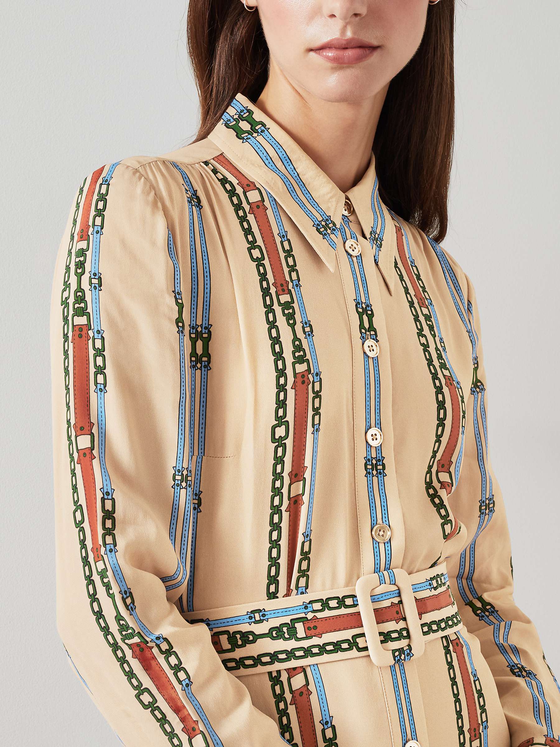 Buy L.K.Bennett Kate Belt Print Shirt Midi Dress, Multi Online at johnlewis.com