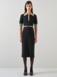 L.K.Bennett Rosey Colour Block Knitted Midi Dresss, Black/Multi, Black/Multi