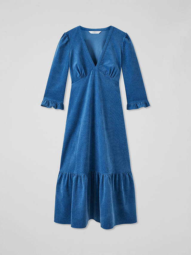 L.K.Bennett Deborah Tiered Midi Cord Dress, Blue