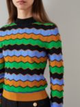 L.K.Bennett Elina Wavy Stripe Jumper, Black/Multi, Black/Multi