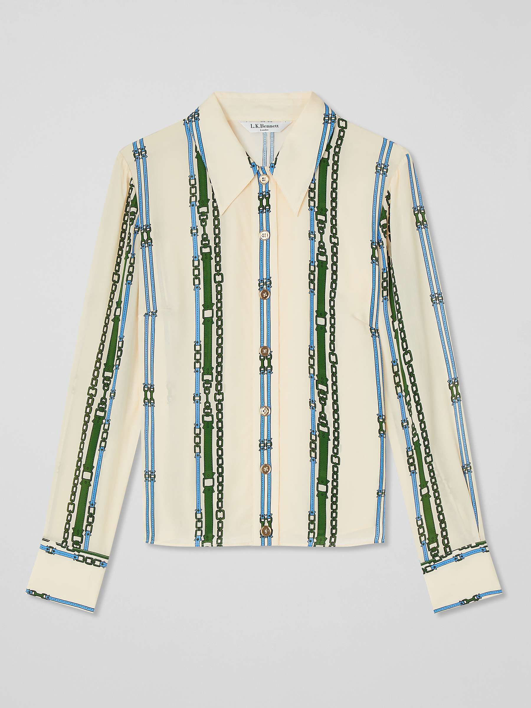 Buy L.K.Bennett Hardy Chain Print Silk Blend Shirt, Cream/Multi Online at johnlewis.com