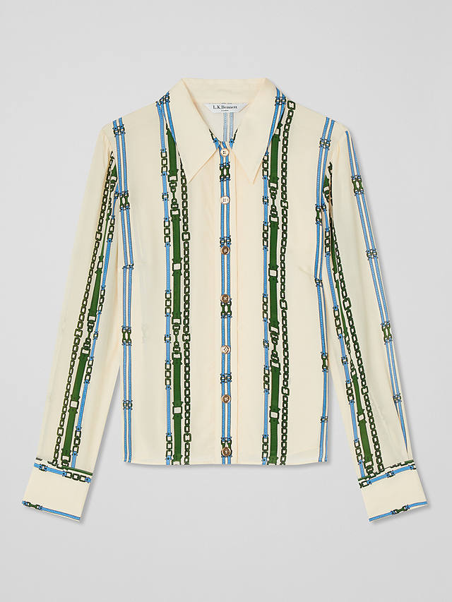 L.K.Bennett Hardy Chain Print Silk Blend Shirt, Cream/Multi